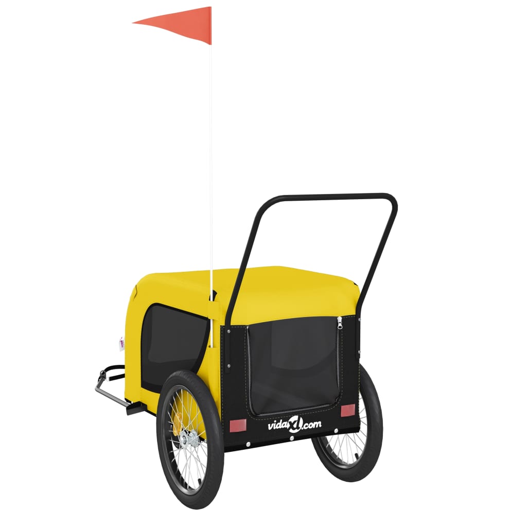 hundetrailer til cykel oxfordstof og jern gul og sort
