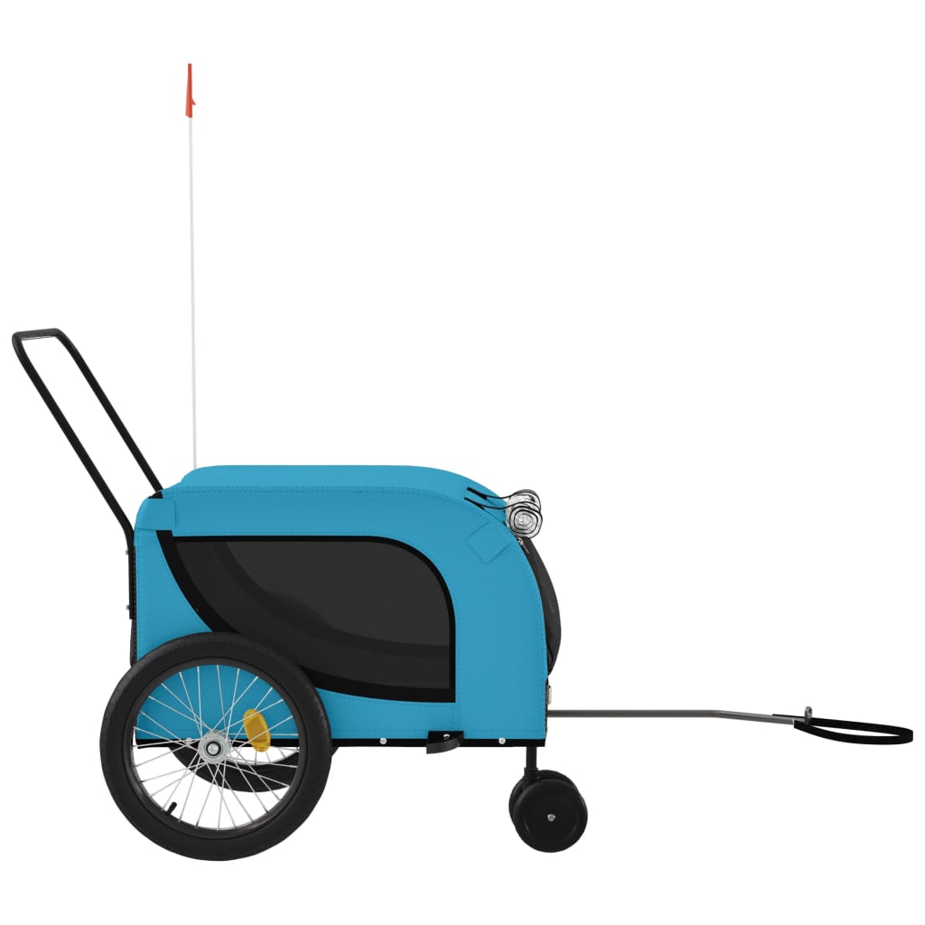 hundetrailer til cykel oxfordstof og jern blå og sort