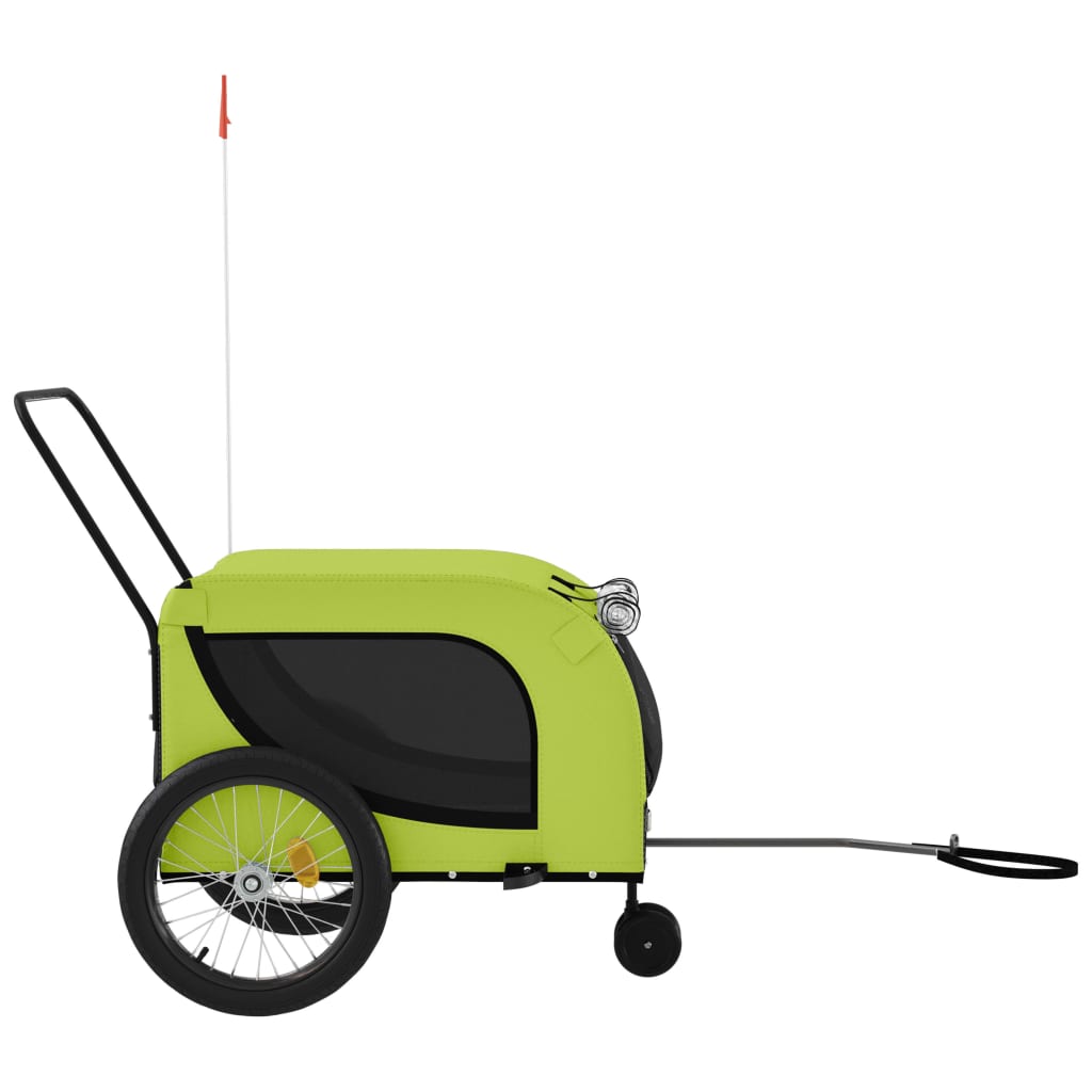 hundetrailer til cykel oxfordstof og jern grøn og sort