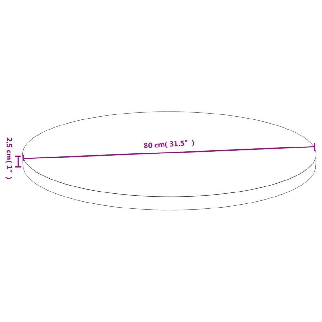 bordplade Ø80x2,5 cm bambus