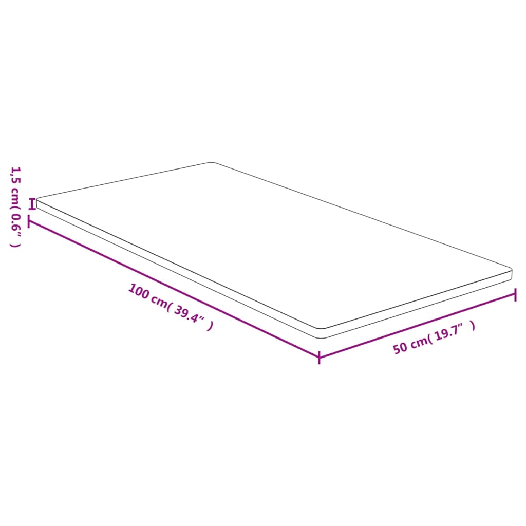 bordplade 50x100x1,5 cm bambus
