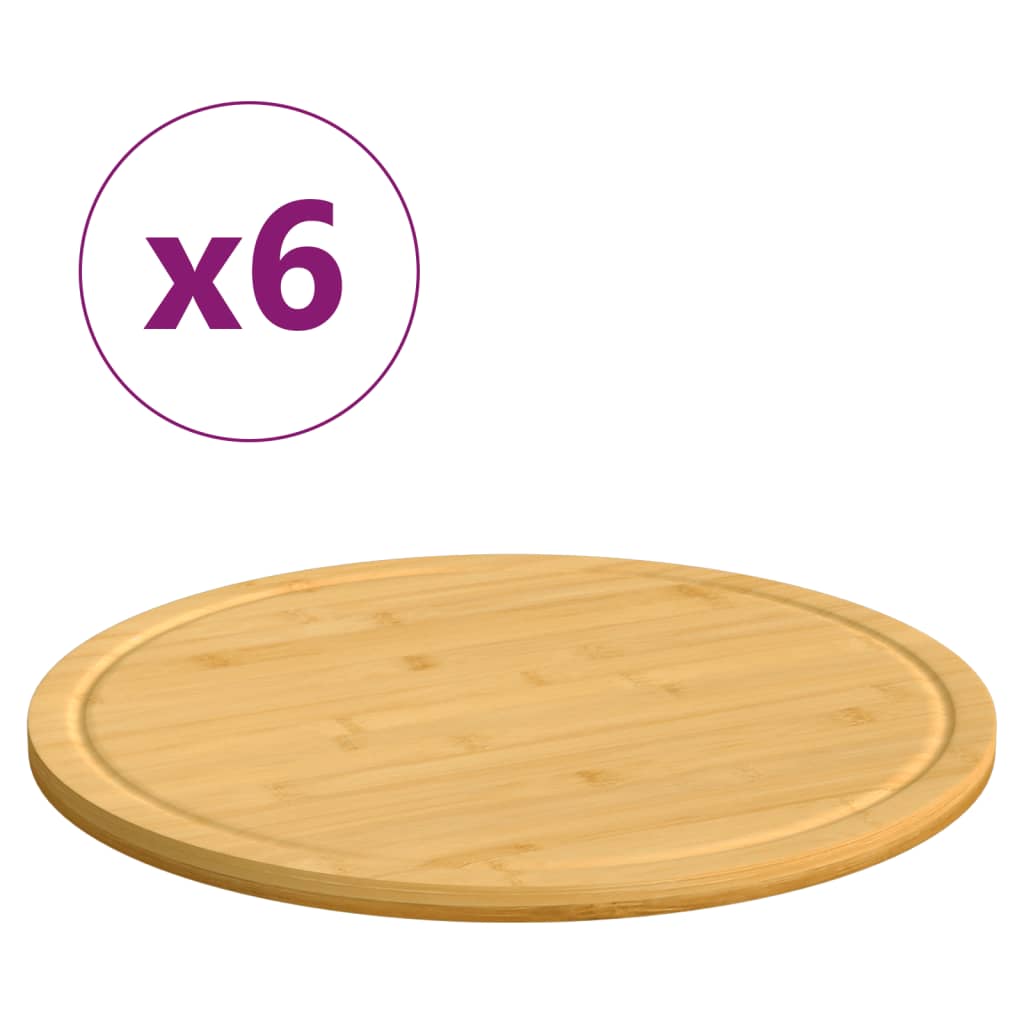 skærebræt 6 stk. Ø40x1,5 cm bambus