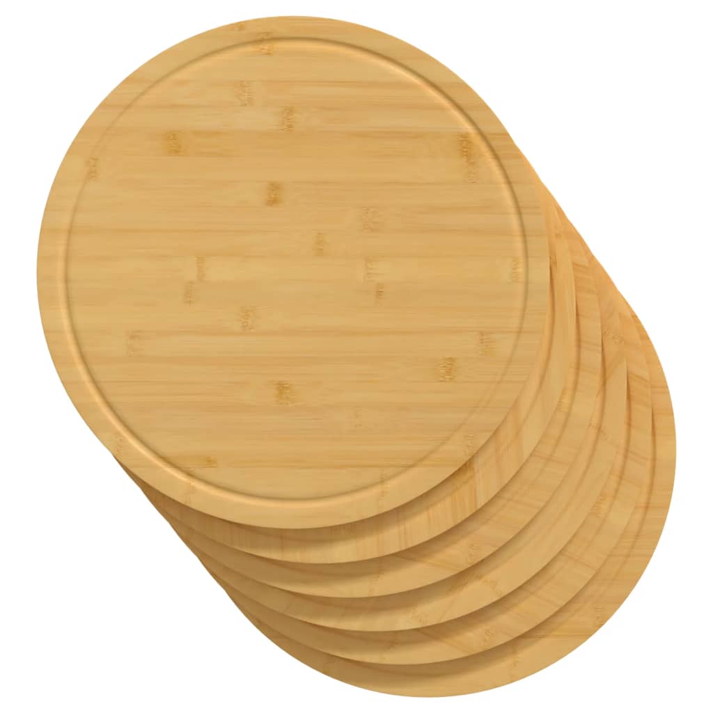 skærebræt 6 stk. Ø40x1,5 cm bambus