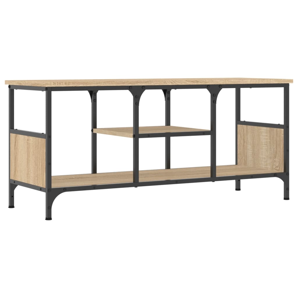 tv-bord 100x35x45 cm konstrueret træ og jern sonoma-eg