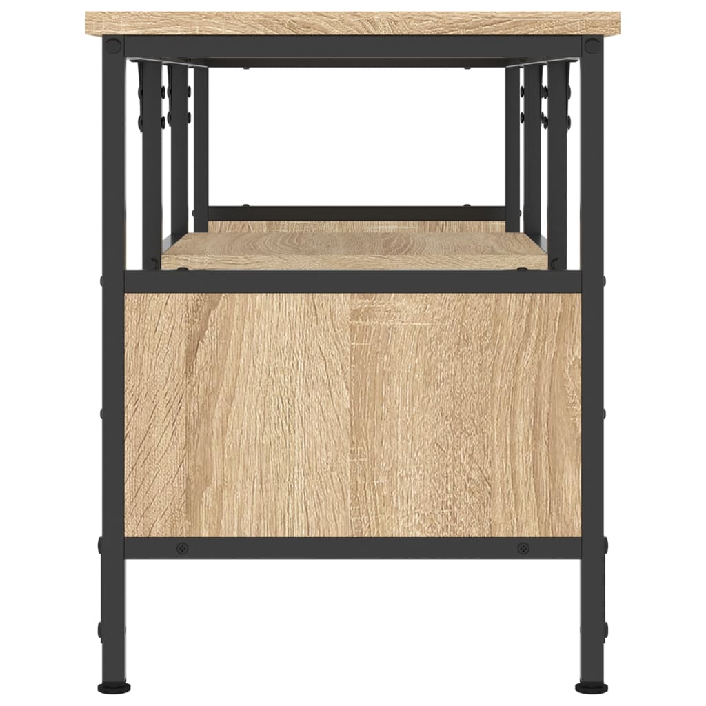 tv-bord 100x35x45 cm konstrueret træ og jern sonoma-eg