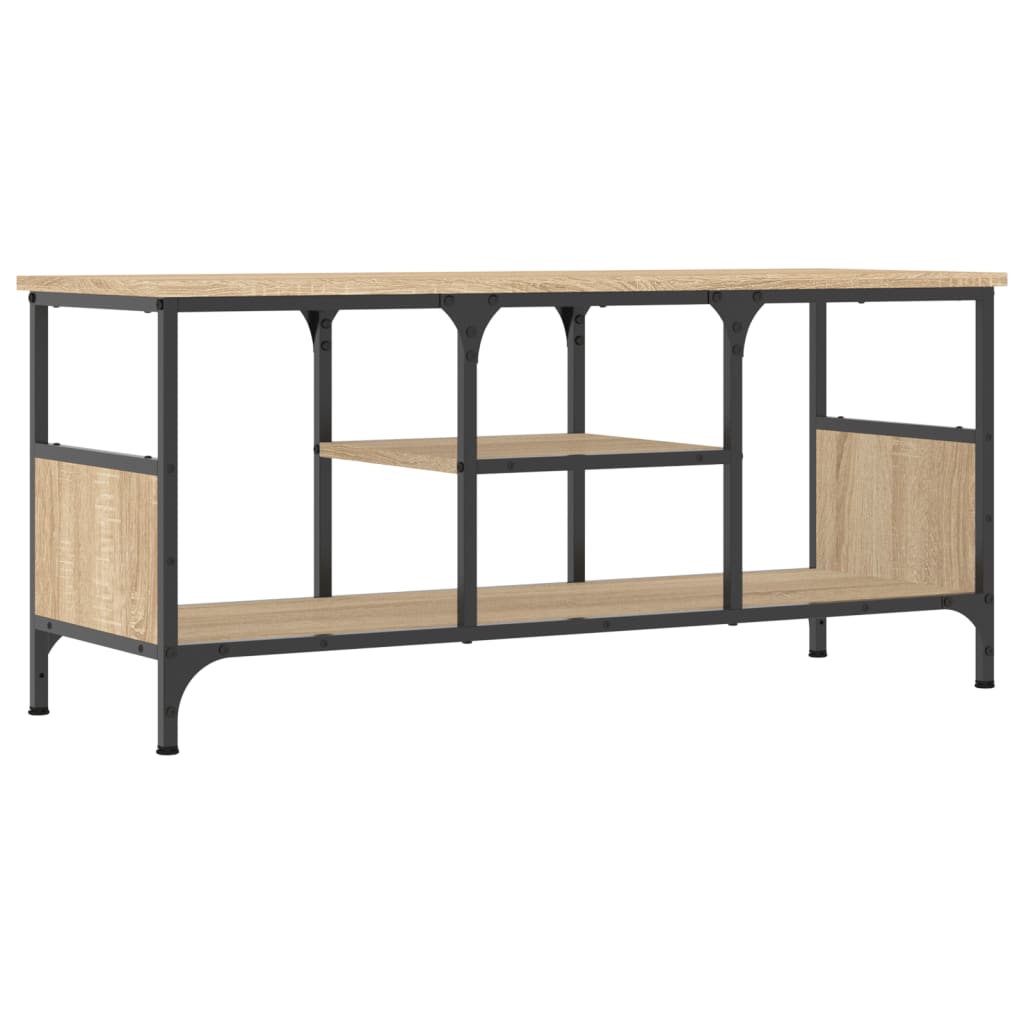 tv-bord 100x35x45 cm konstrueret træ og jern sonoma-eg