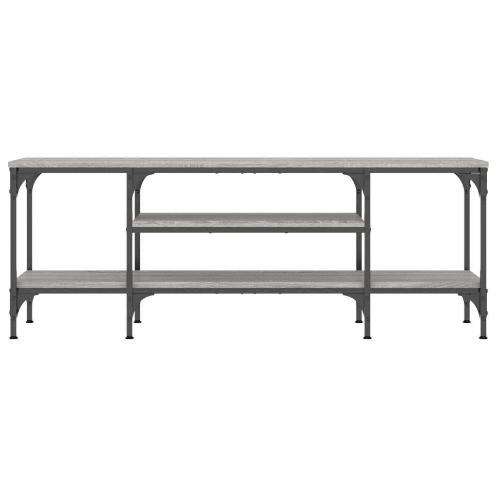 tv-bord 121x35x45 cm konstrueret træ og jern grå sonoma-eg