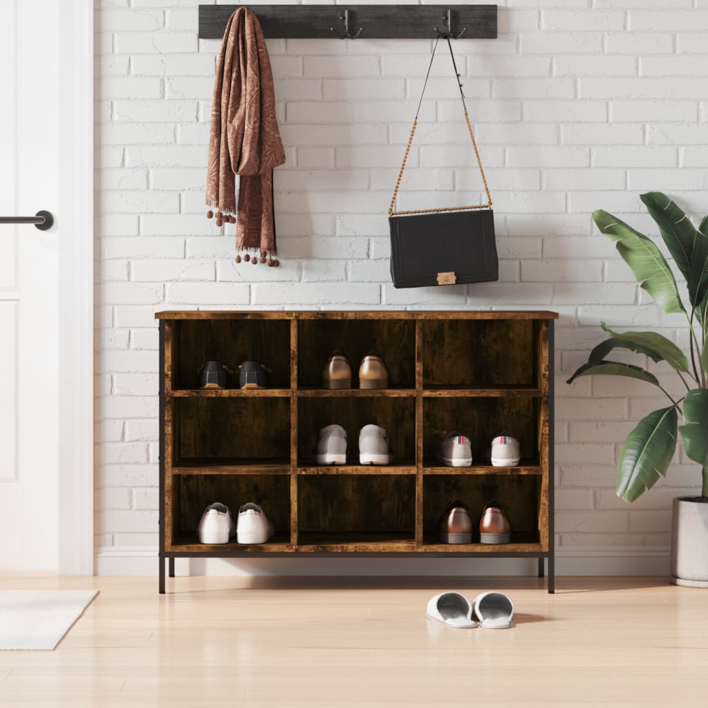 skoskab 100x35x70 cm konstrueret træ røget egetræsfarve