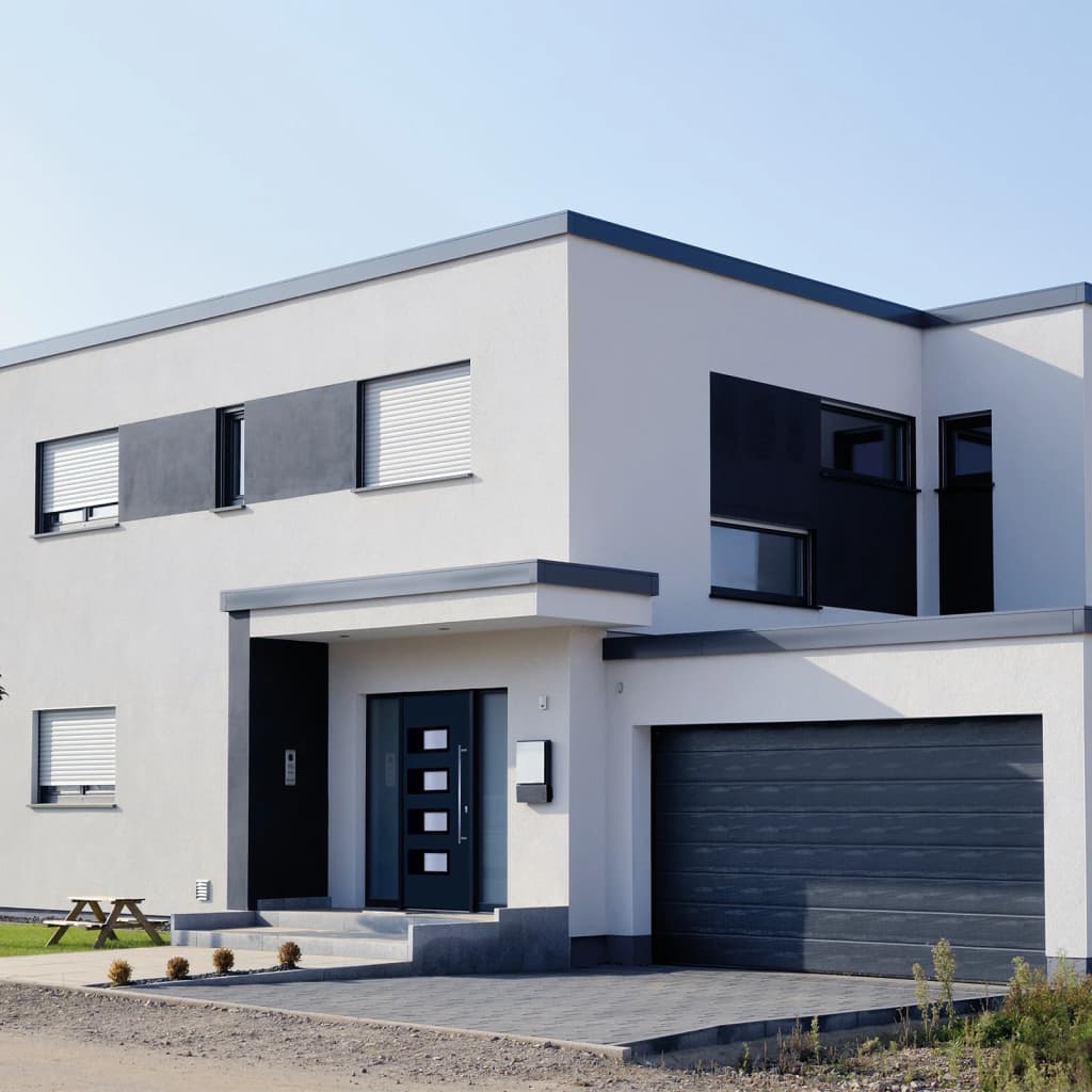 hoveddør 100x210 cm aluminium og PVC antracitgrå