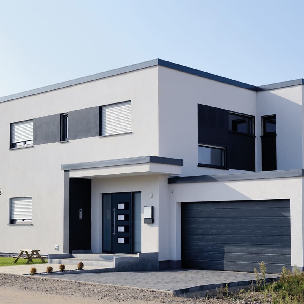 hoveddør 100x210 cm aluminium og PVC antracitgrå