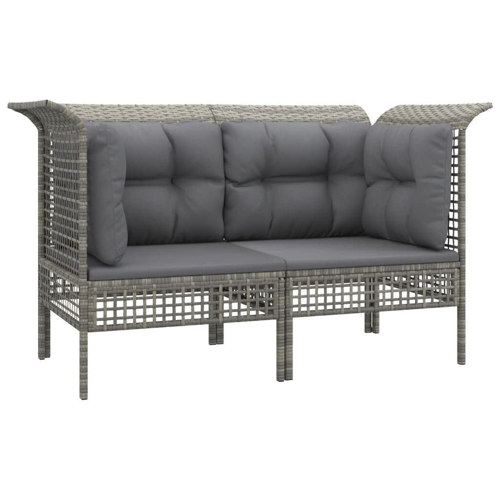 hjørnemoduler til havesofa 2 stk. med hynder polyrattan grå