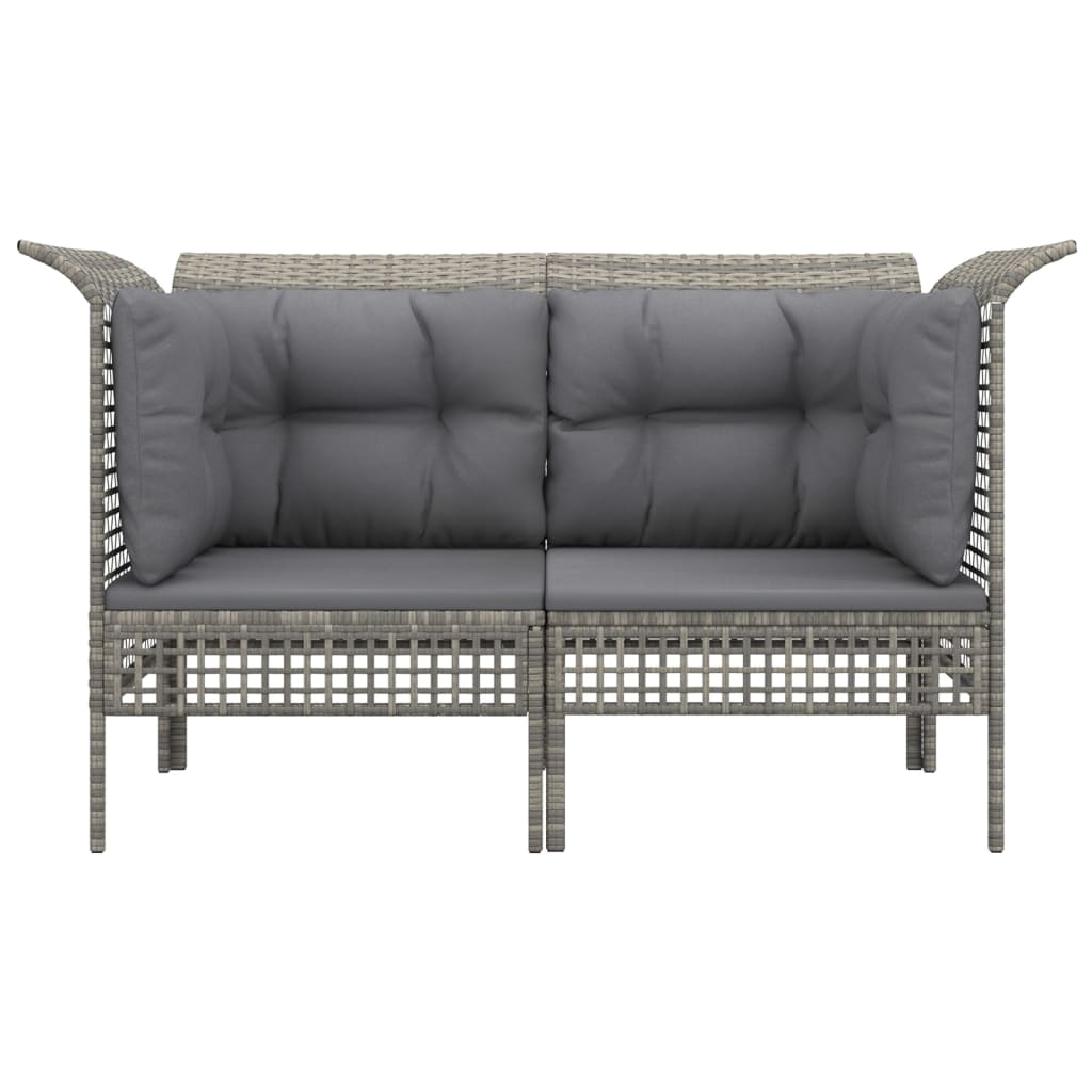 hjørnemoduler til havesofa 2 stk. med hynder polyrattan grå