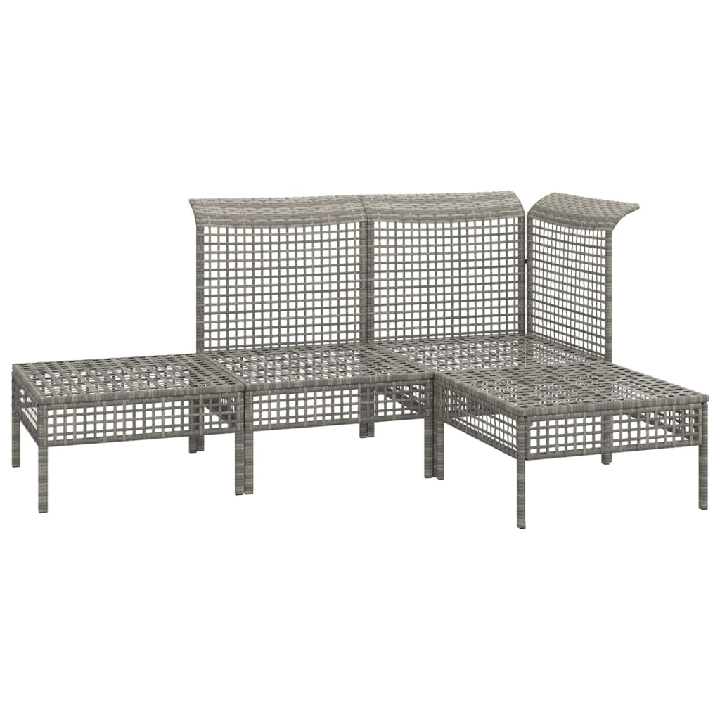 loungesæt til haven 4 dele med hynder polyrattan grå