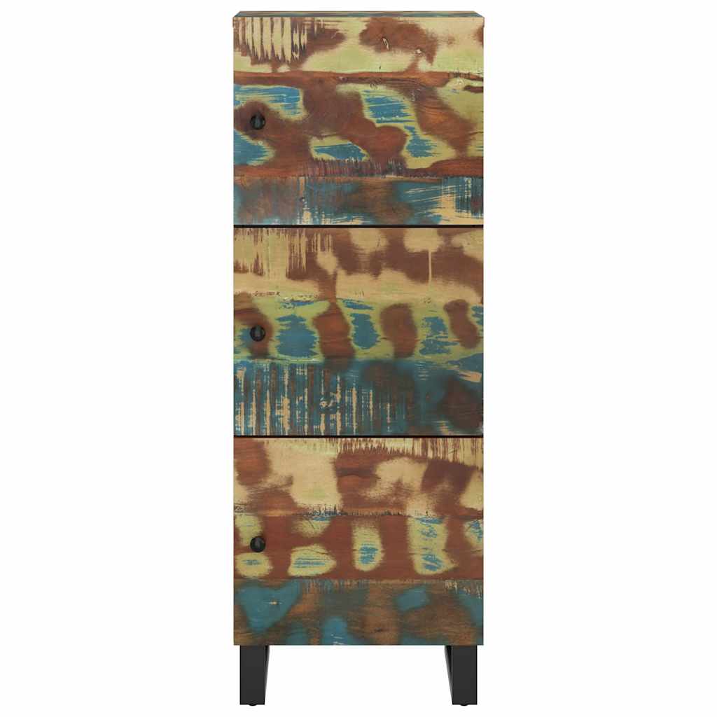 skab med 3 låger 40x33x110 cm massivt genbrugstræ og jern