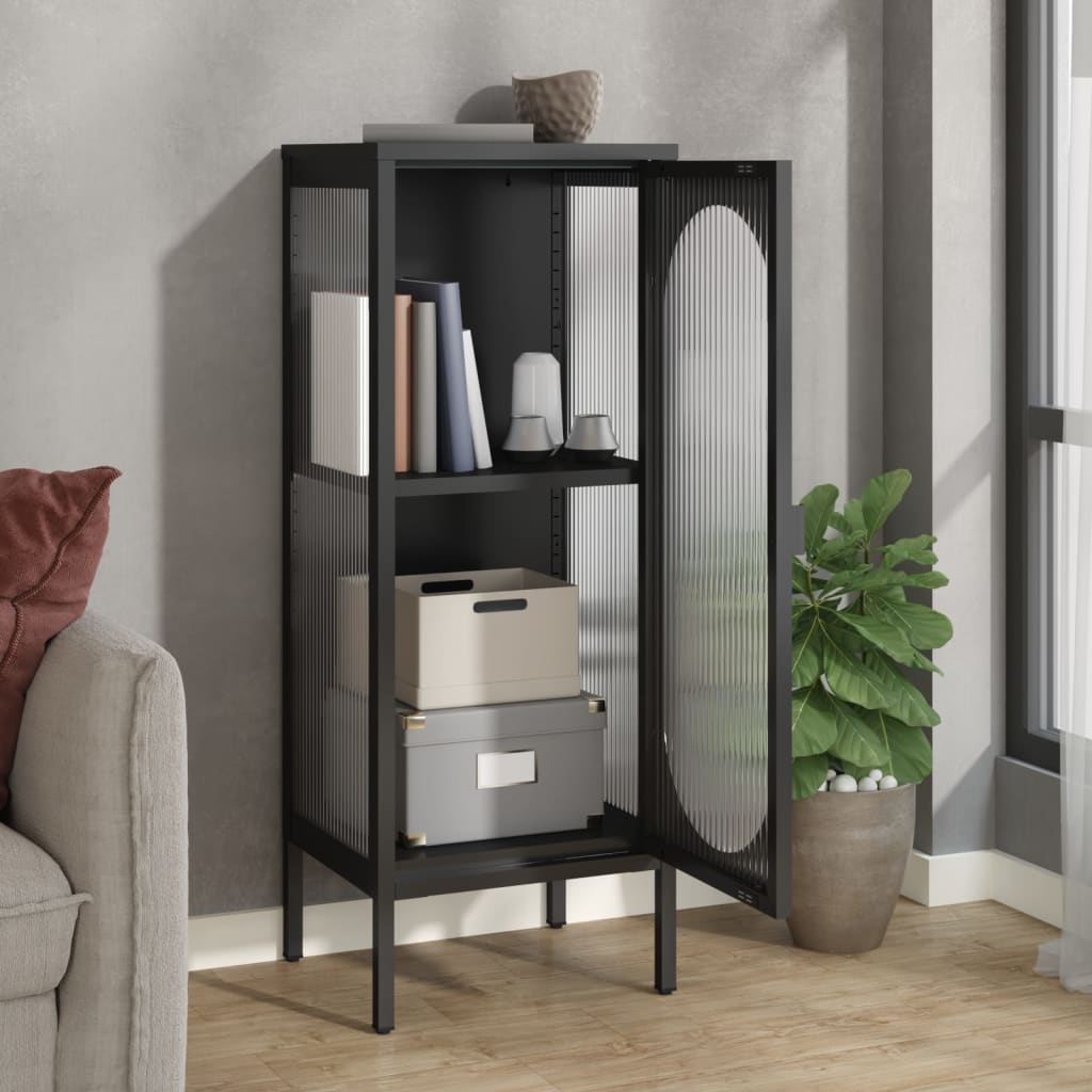 skænk 40x35x105 cm glas og stål sort