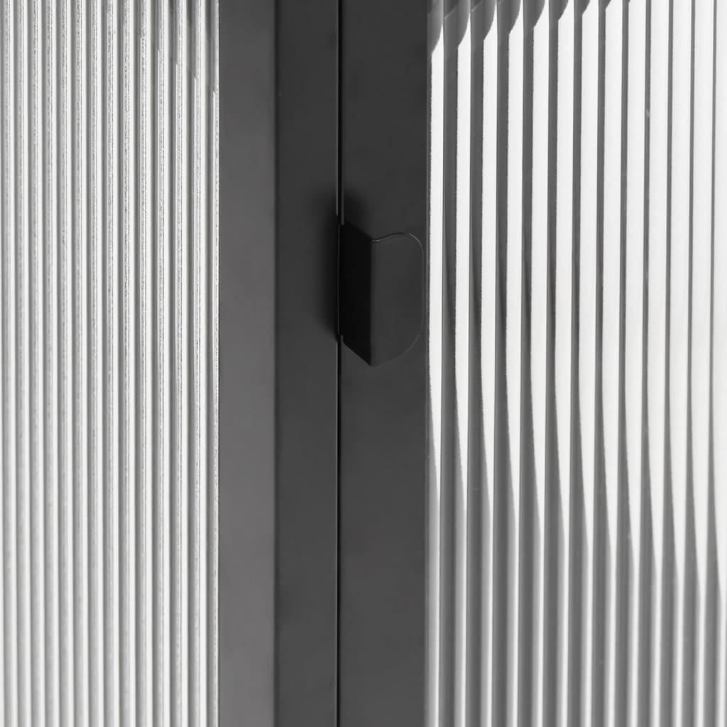 skænk 105x35x70 cm glas og stål sort