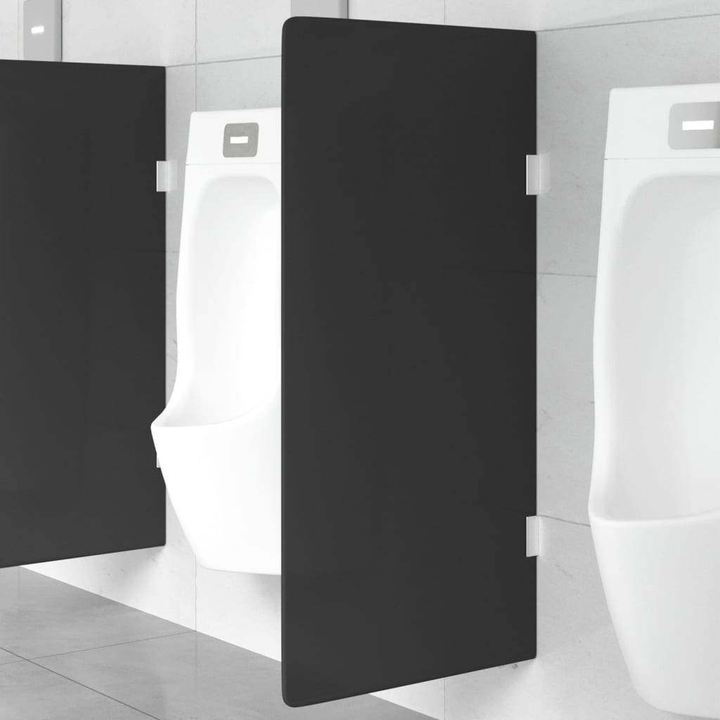 væghængt urinalafskærmning 90x40 cm hærdet glas sort