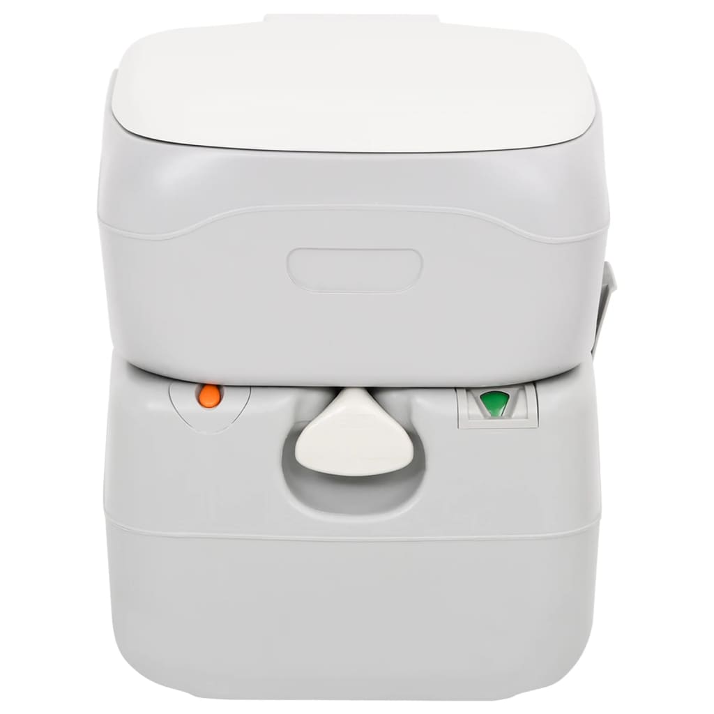 transportabelt campingtoilet 22+12 l HDPE grå og hvid