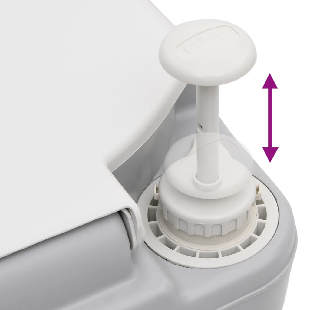transportabelt campingtoilet 22+12 l HDPE grå og hvid
