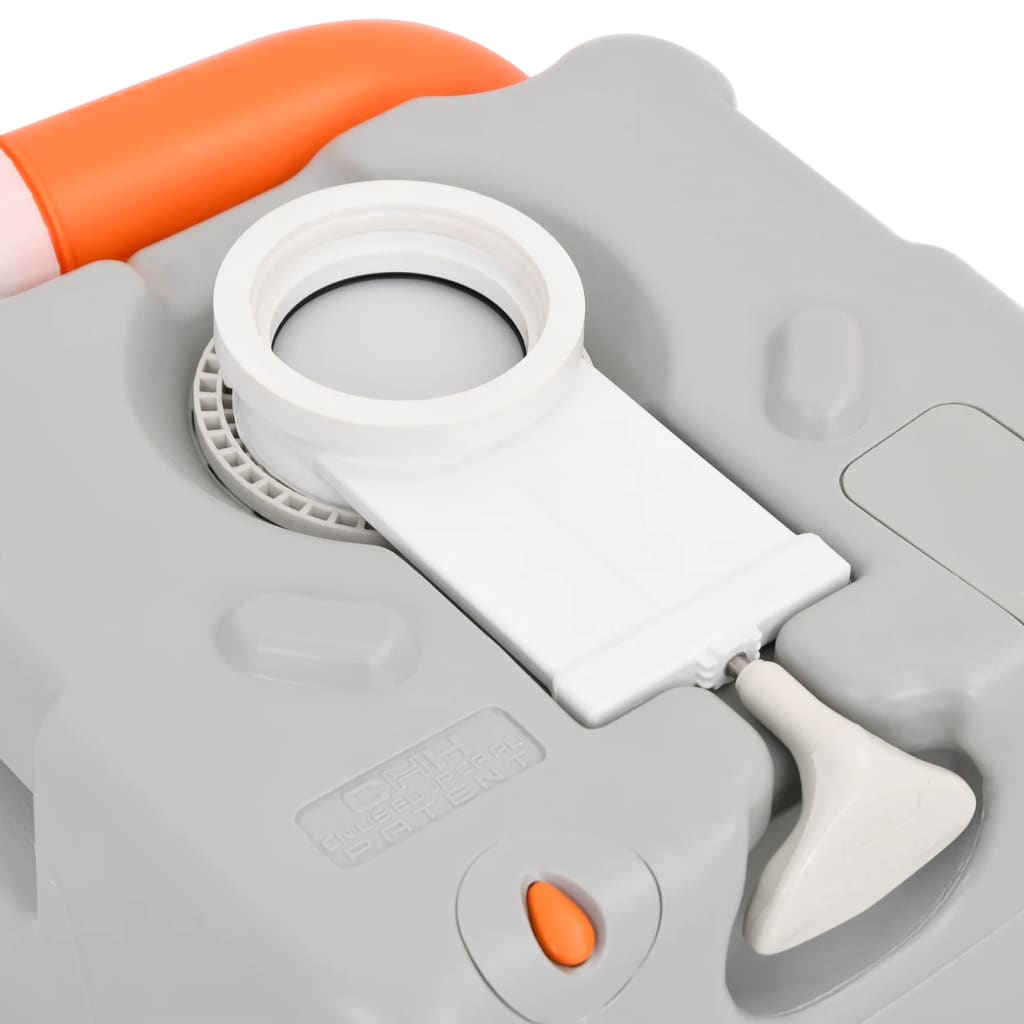transportabelt campingtoilet 22+12 l HDPE grå og hvid