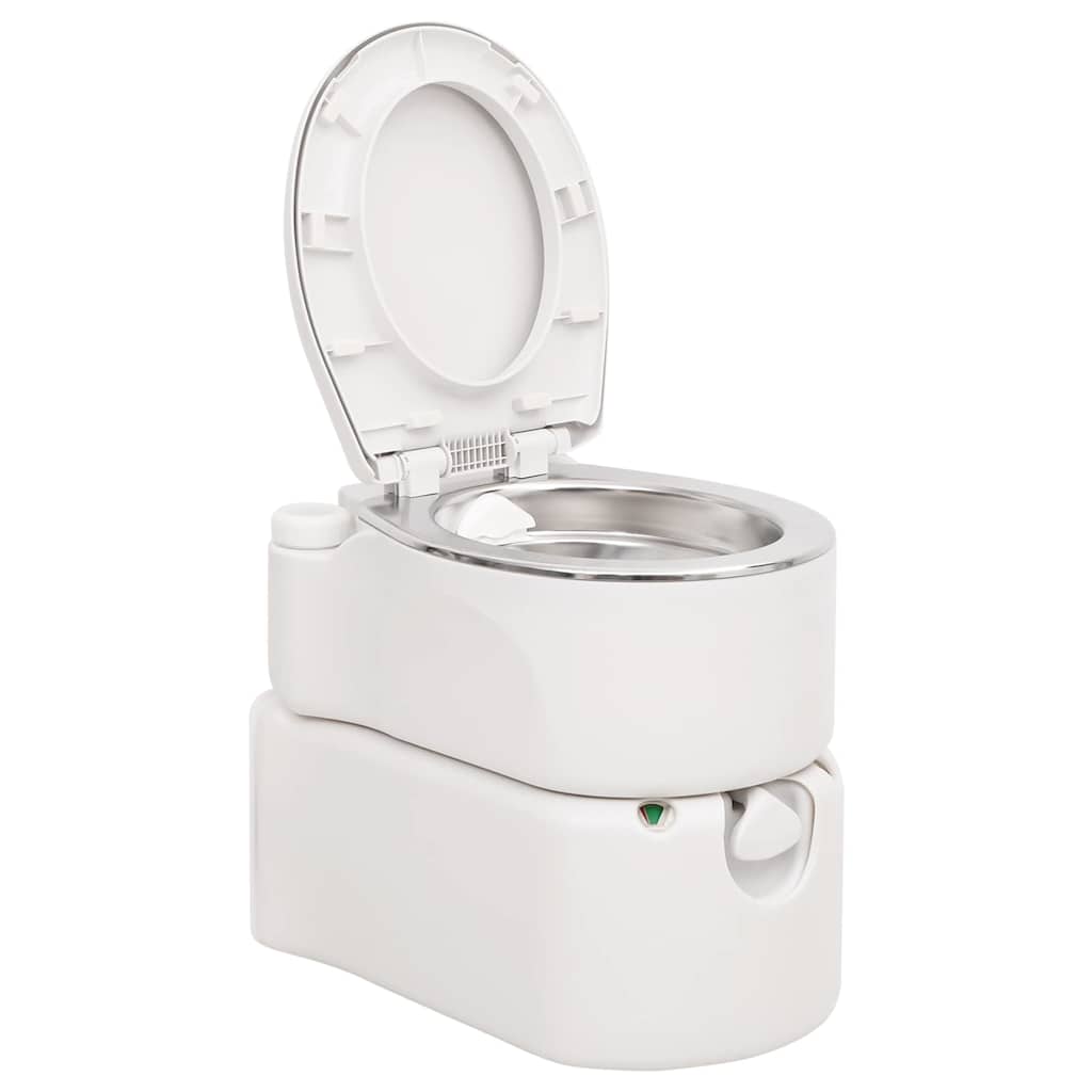bærbart campingtoilet 24+17 l HDPE og stål hvid