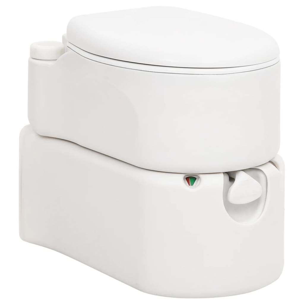 bærbart campingtoilet 24+17 l HDPE og emalje hvid