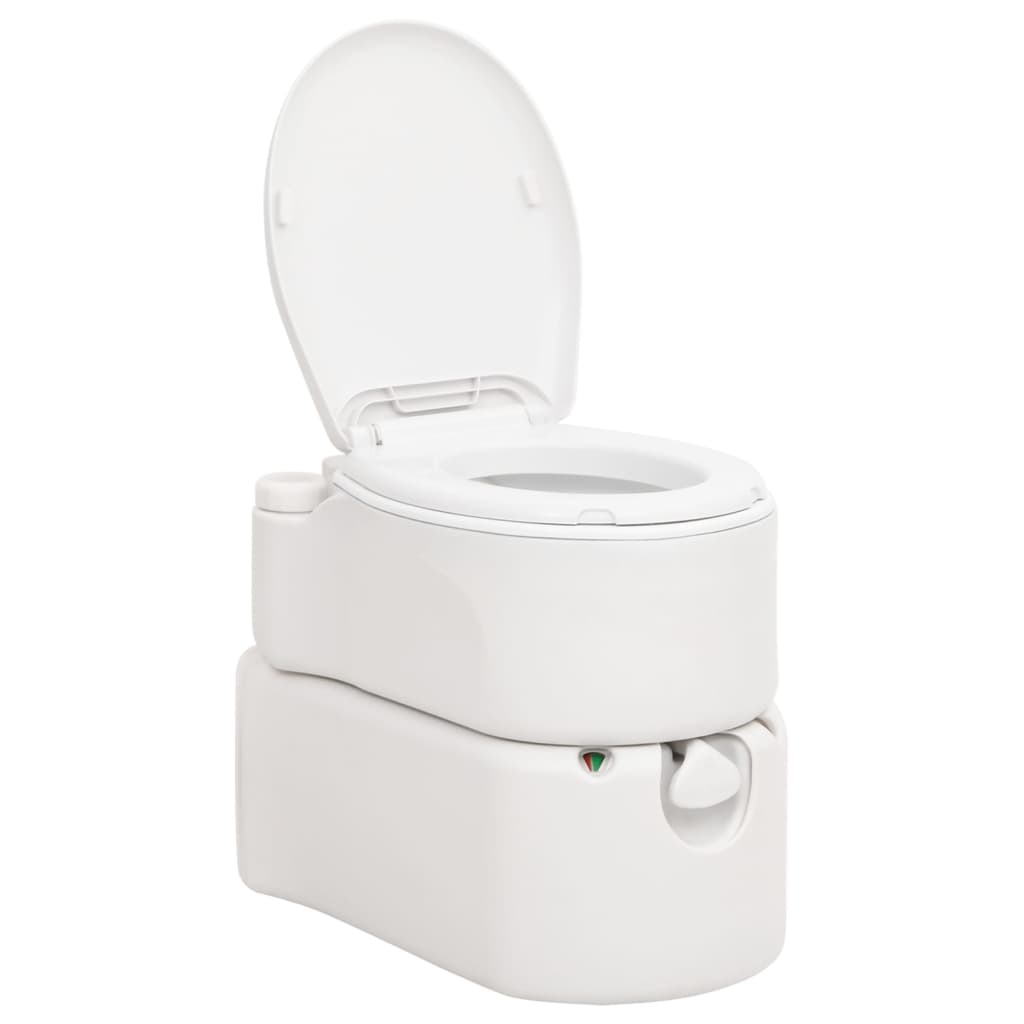 bærbart campingtoilet 24+17 l HDPE og emalje hvid