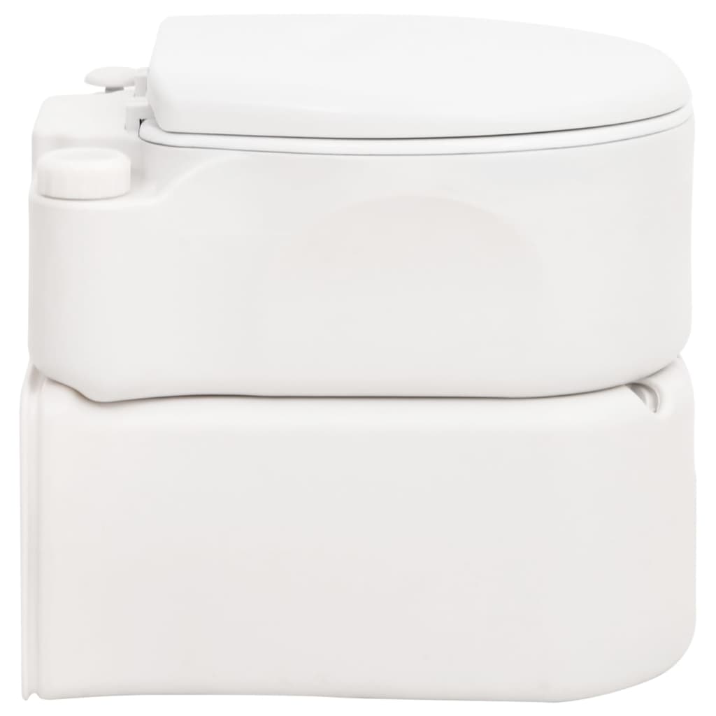 bærbart campingtoilet 24+17 l HDPE og emalje hvid