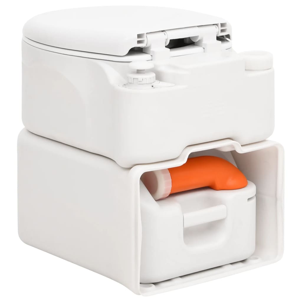 bærbart campingtoilet 24+17 l HDPE og emalje hvid