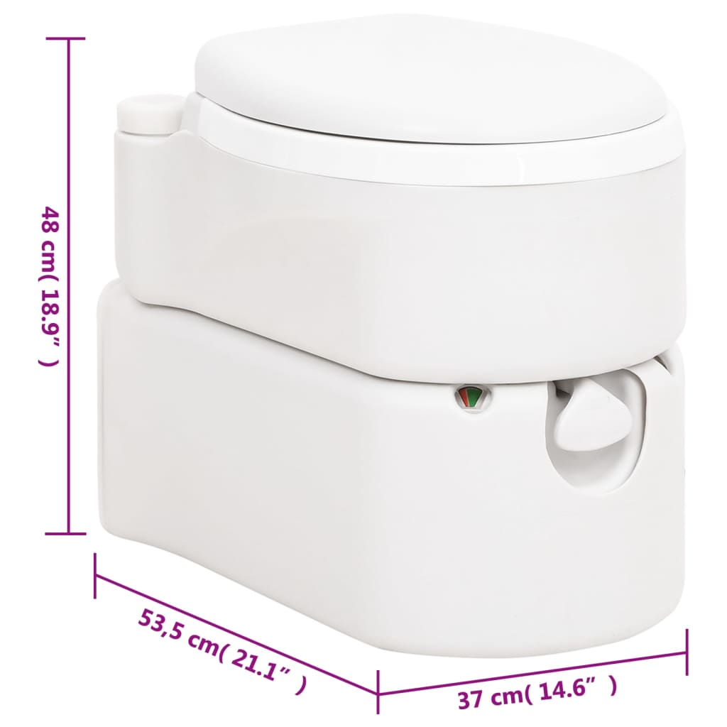 bærbart campingtoilet 24+17 l HDPE og PP hvid