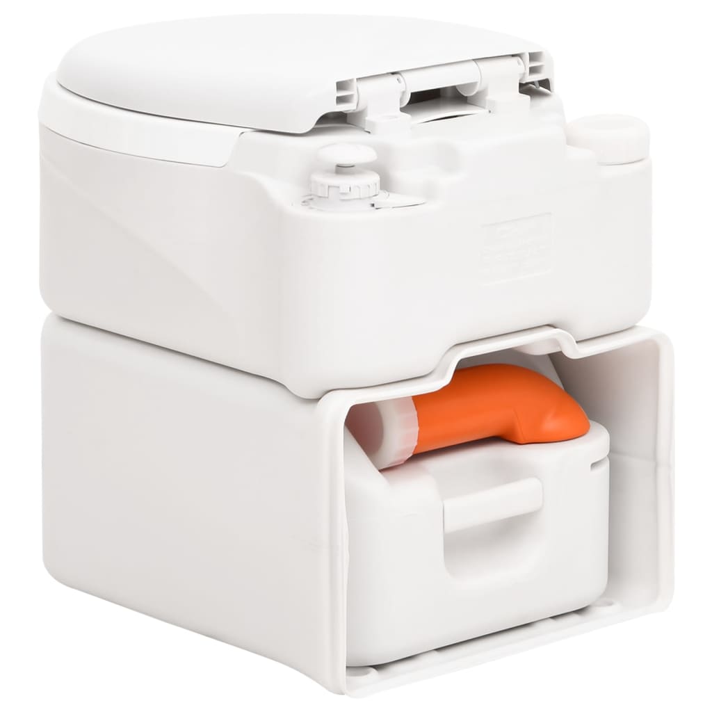 bærbart campingtoilet 24+17 l HDPE og PP hvid