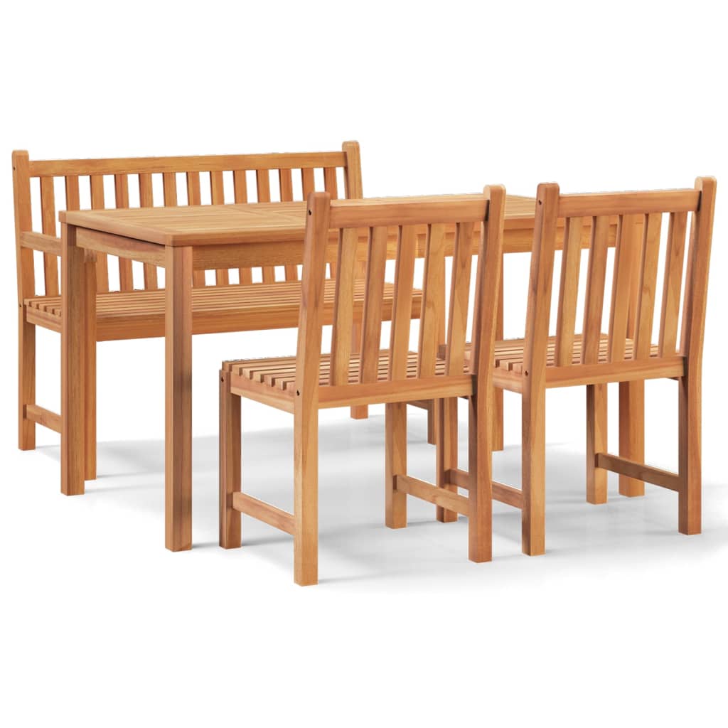 spisebordssæt til haven 4 dele massivt teaktræ