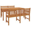 spisebordssæt til haven 3 dele massivt teaktræ