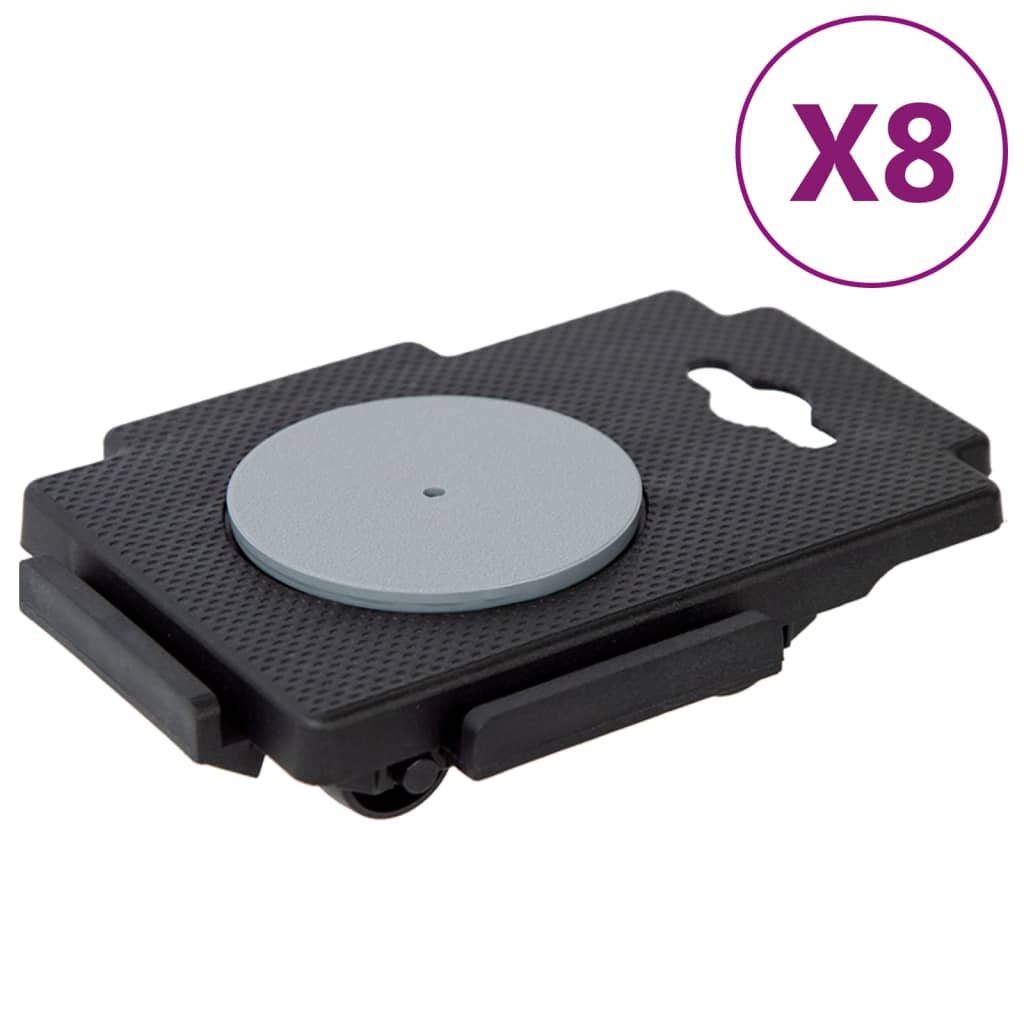 møbelhunde 8 stk. med 8 hjul 150 kg polypropylen sort
