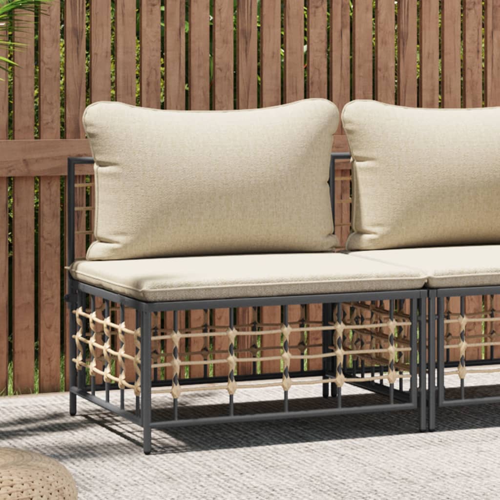 midtermodul til havesofa med hynder polyrattan beige