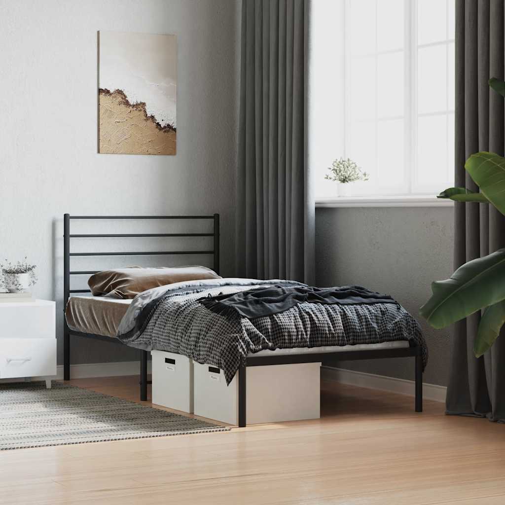 sengeramme med sengegavl 80x200 cm metal sort