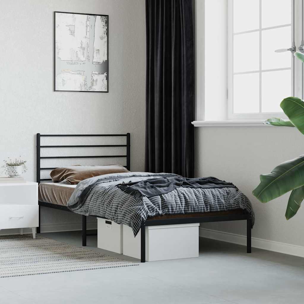 sengeramme med sengegavl 80x200 cm metal sort