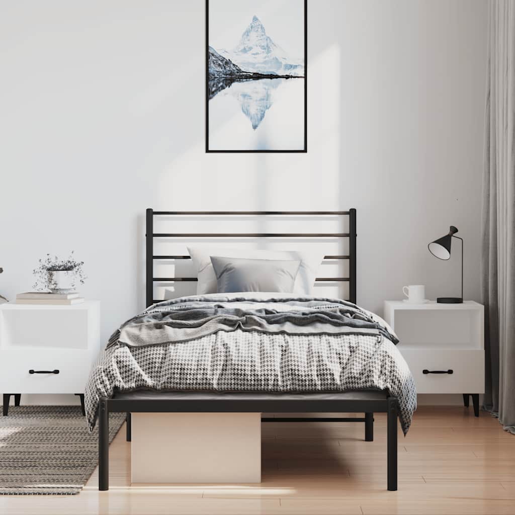 sengeramme med sengegavl 100x190 cm metal sort