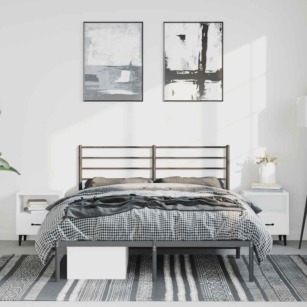 sengeramme med sengegavl 135x190 cm metal sort