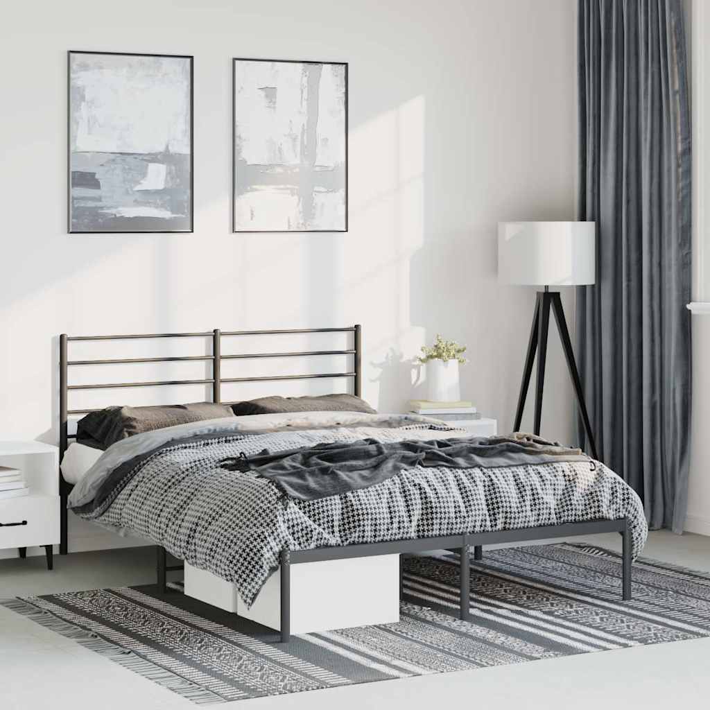 sengeramme med sengegavl 135x190 cm metal sort