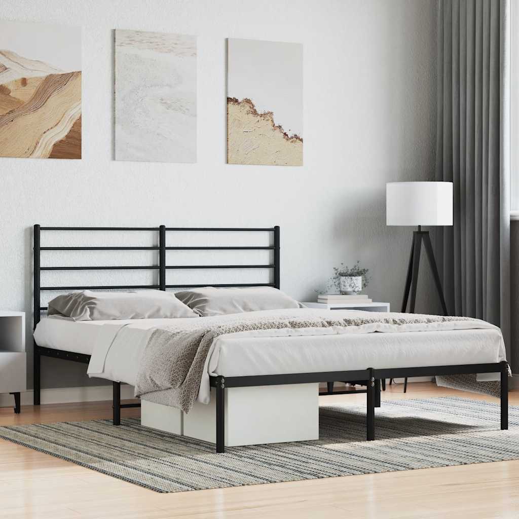 sengeramme med sengegavl 140x200 cm metal sort