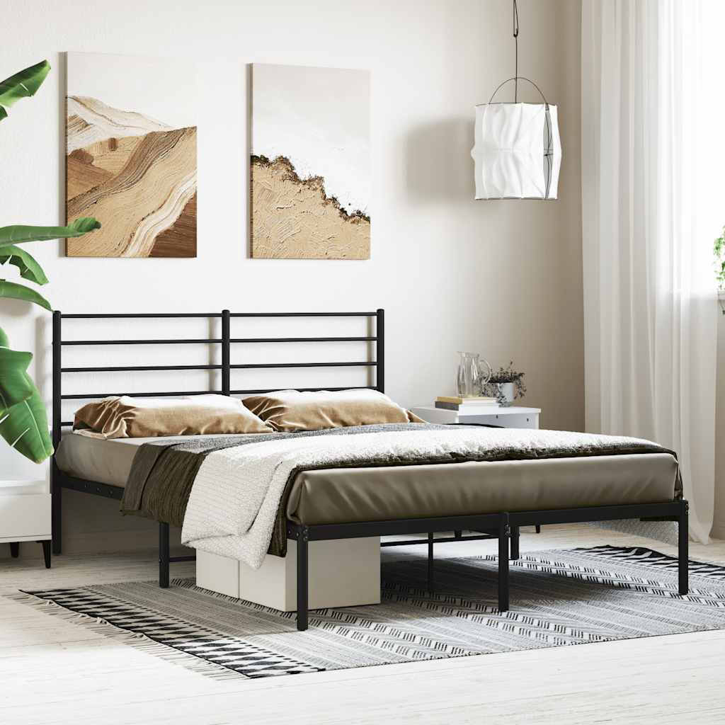sengeramme med sengegavl 140x200 cm metal sort