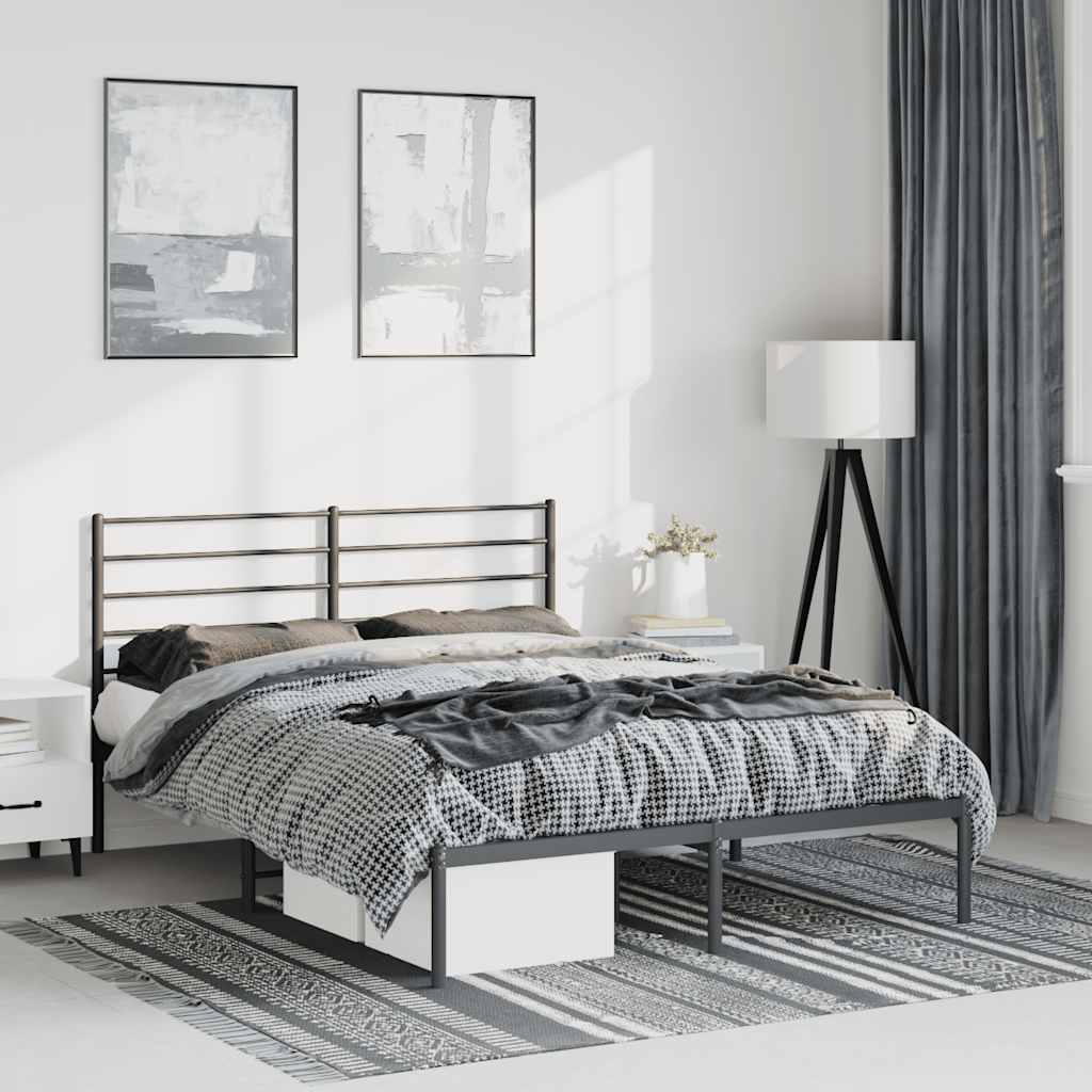 sengeramme med sengegavl 150x200 cm metal sort