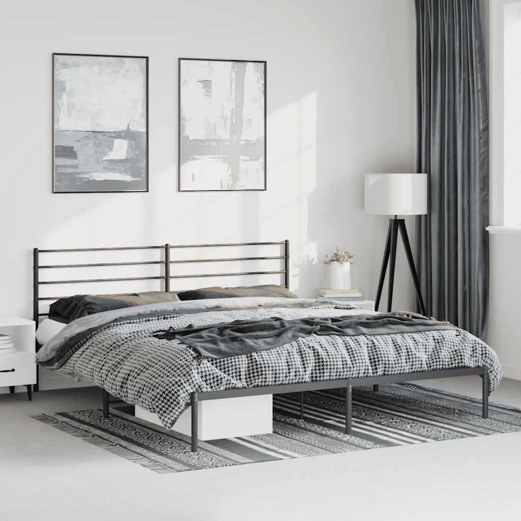 sengeramme med sengegavl 183x213 cm metal sort