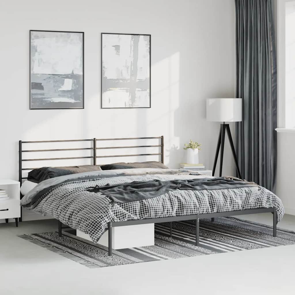 sengeramme med sengegavl 193x203 cm metal sort