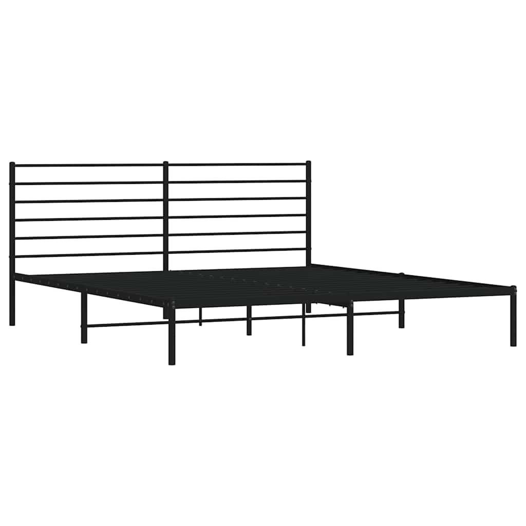 sengeramme med sengegavl 200x200 cm metal sort