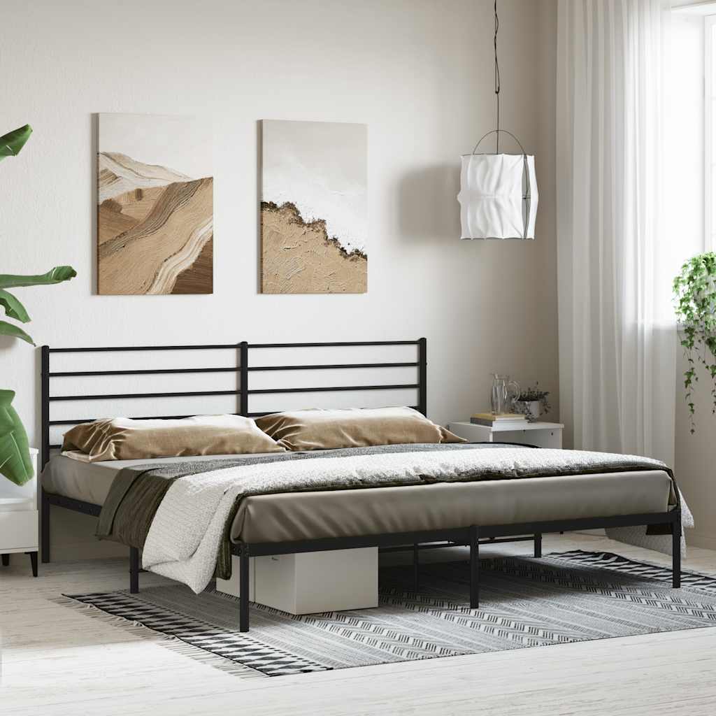 sengeramme med sengegavl 200x200 cm metal sort