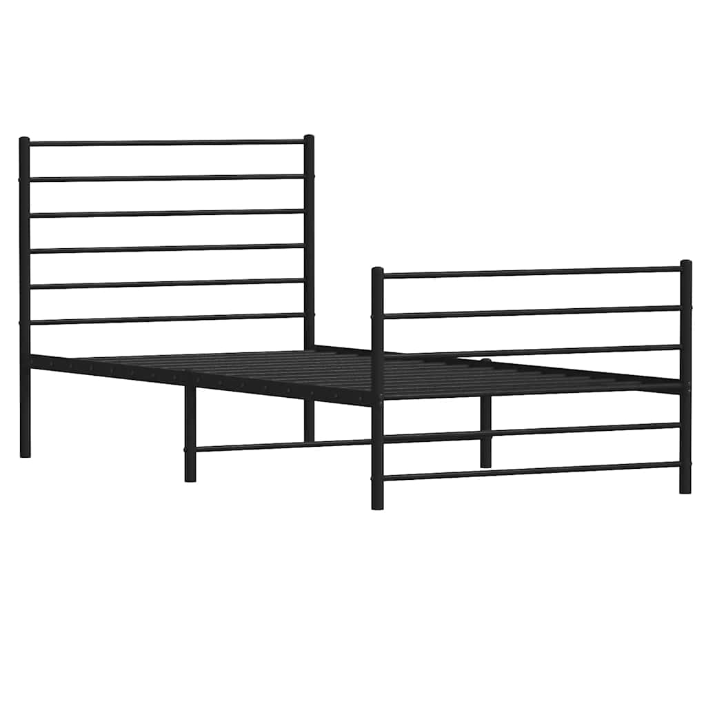 sengeramme med sengegavl og fodgærde 90x200 cm metal sort
