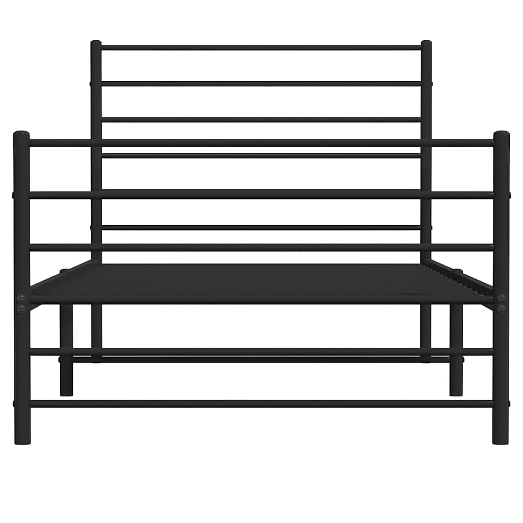 sengeramme med sengegavl og fodgærde 100x190 cm metal sort