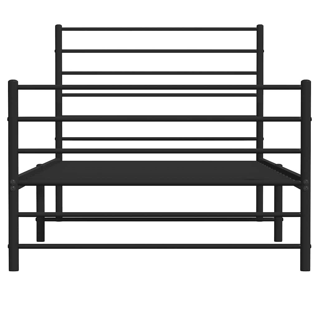 sengeramme med sengegavl og fodgærde 100x200 cm metal sort